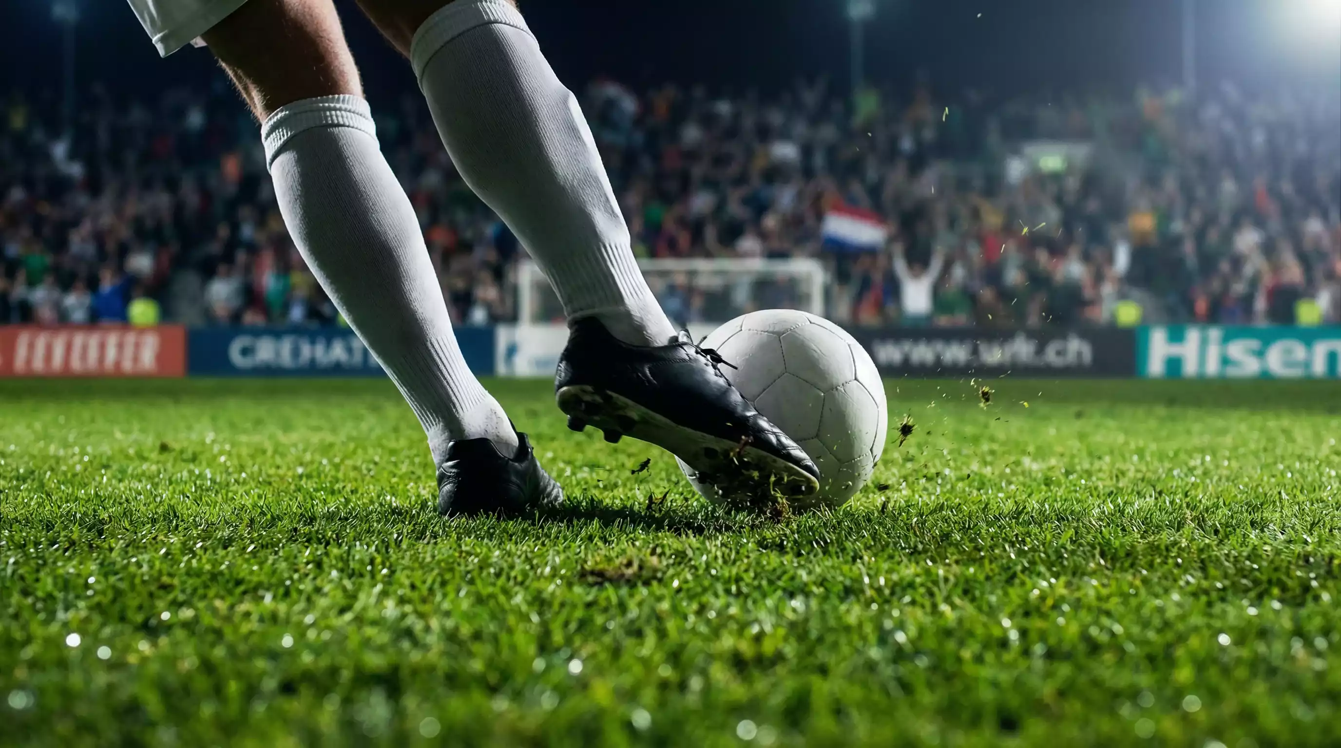 Football match action during World Cup tournament fixture