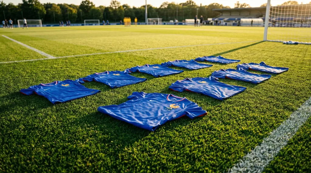 French national football team in blue jerseys preparing for World Cup 2026 campaign
