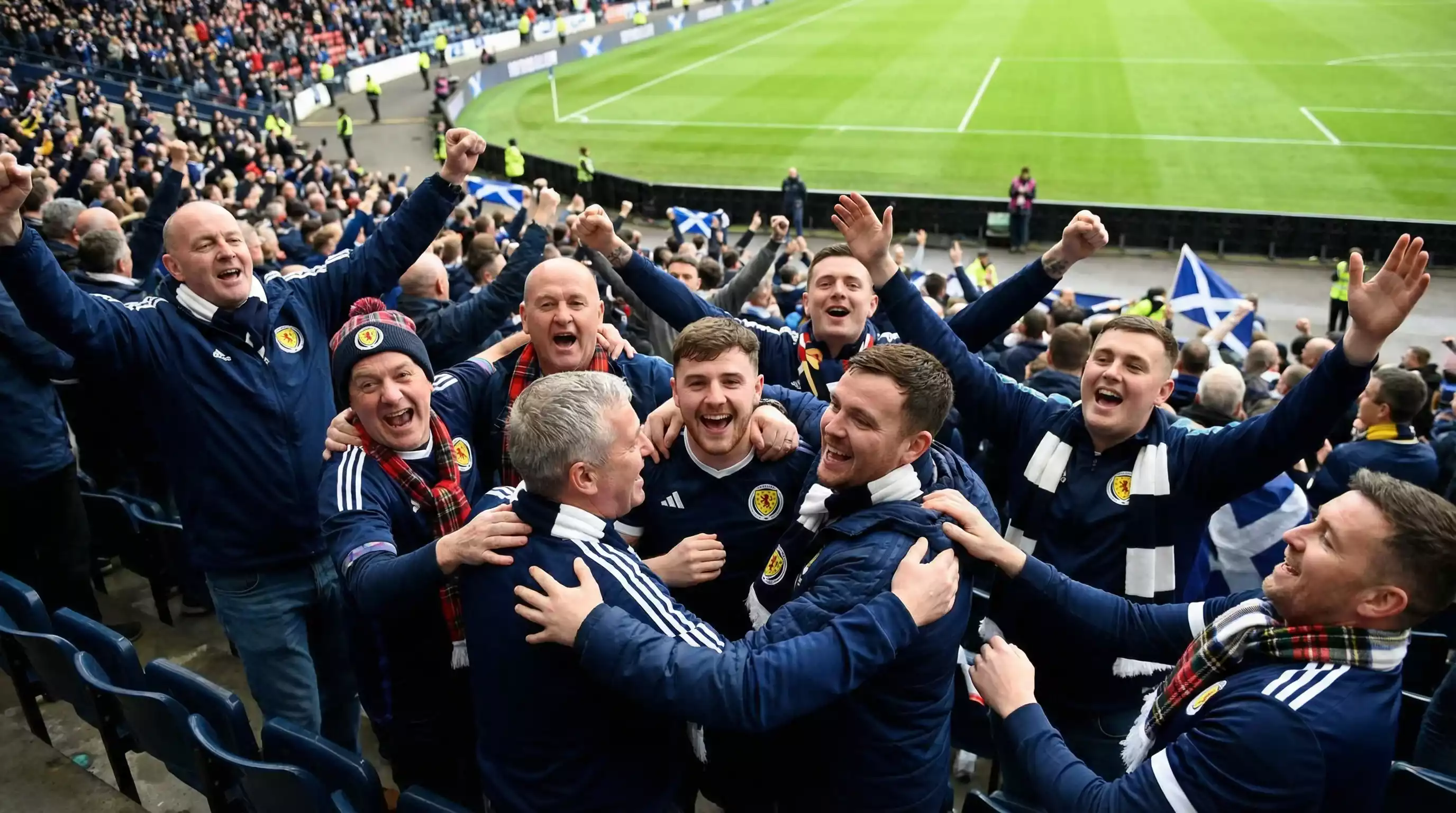 Scotland football supporters celebrating World Cup qualification