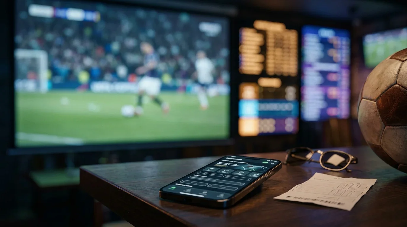 A betting slip and phone beside a football, reviewing World Cup 2026 results