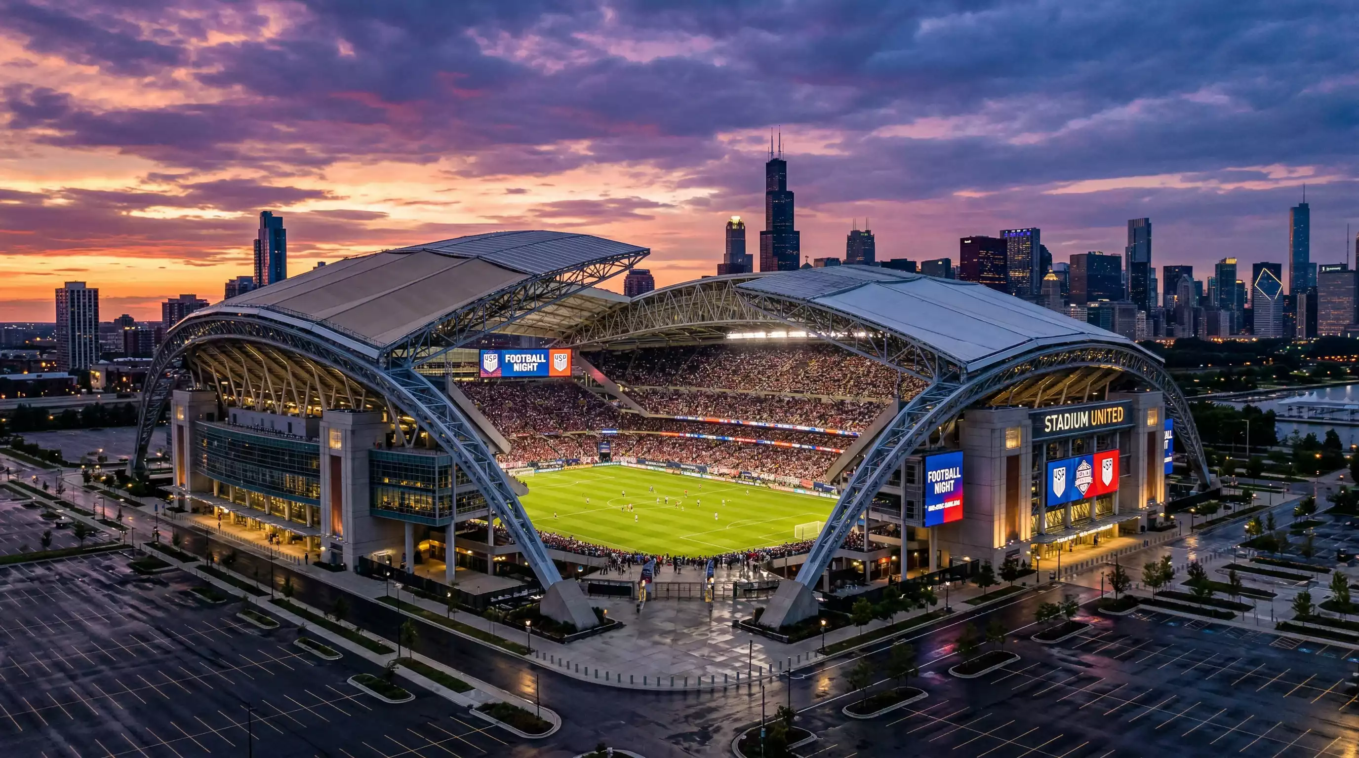 Map showing World Cup 2026 host nations USA Mexico and Canada with stadium locations marked