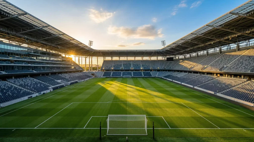 Football stadium with betting odds overlay representing World Cup 2026 betting markets and strategy
